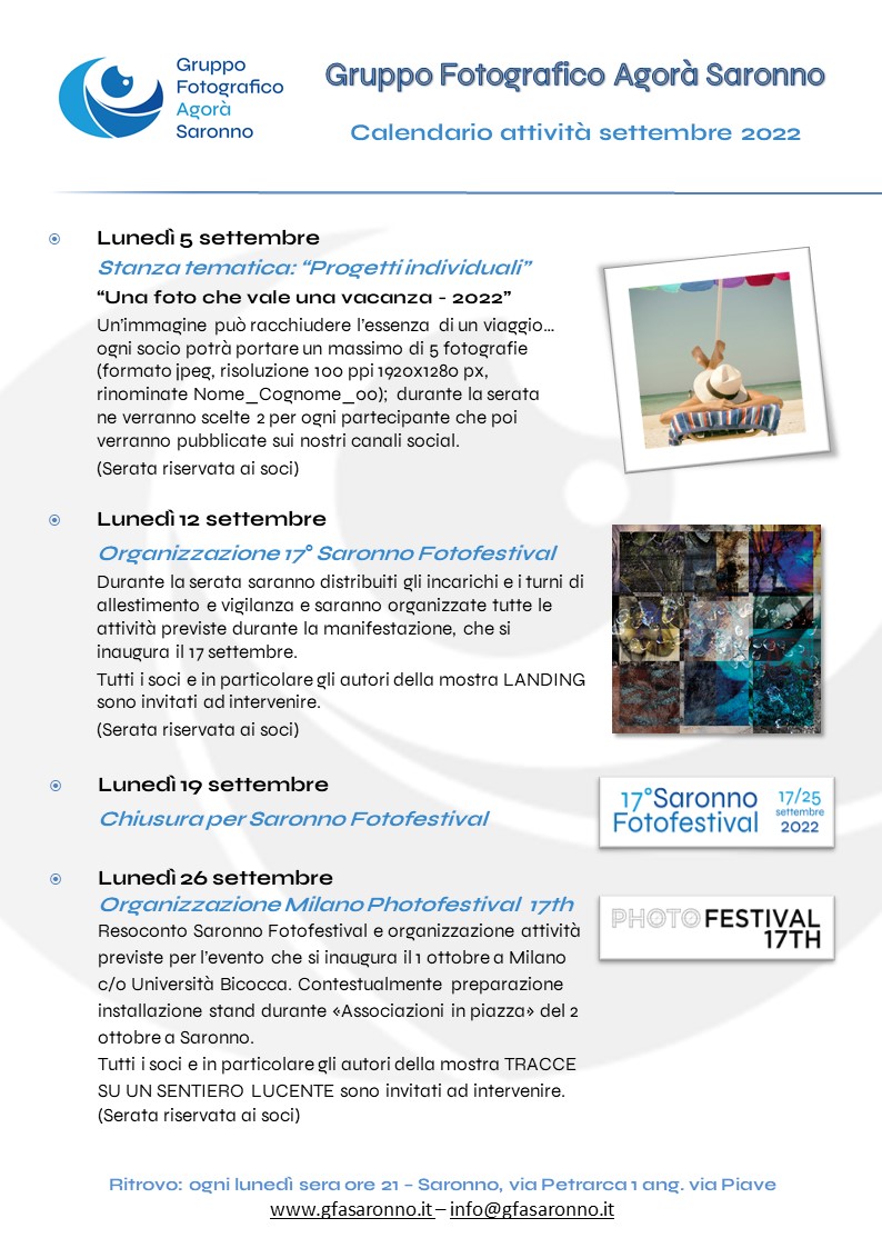 Calendario settembre 2022